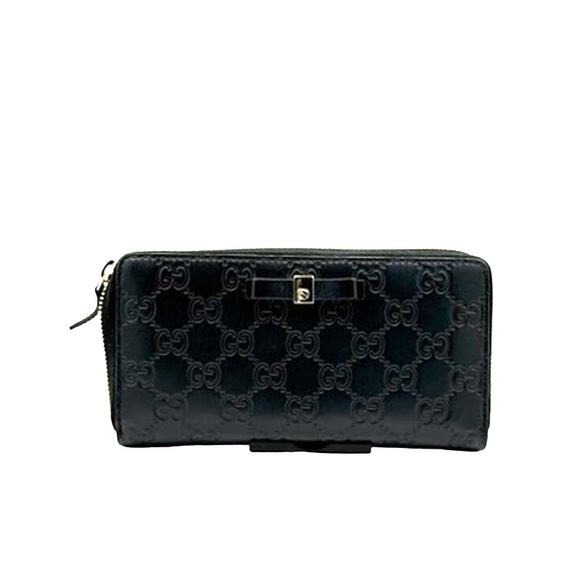 Gucci Black‎ Guccissima Zip Around Wallet*Gorgeous Conditon*WITH BOX! - Picture 1 of 14